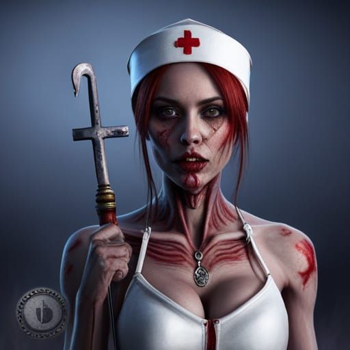 Eerie Nurse Character as Detailed Matte Painting