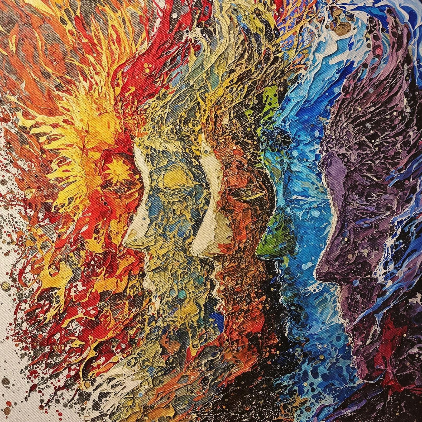 Elemental Angels: Impasto Acrylic Painting with Texture