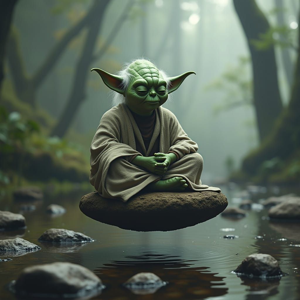 Mystical Yoda in Alien Swamp