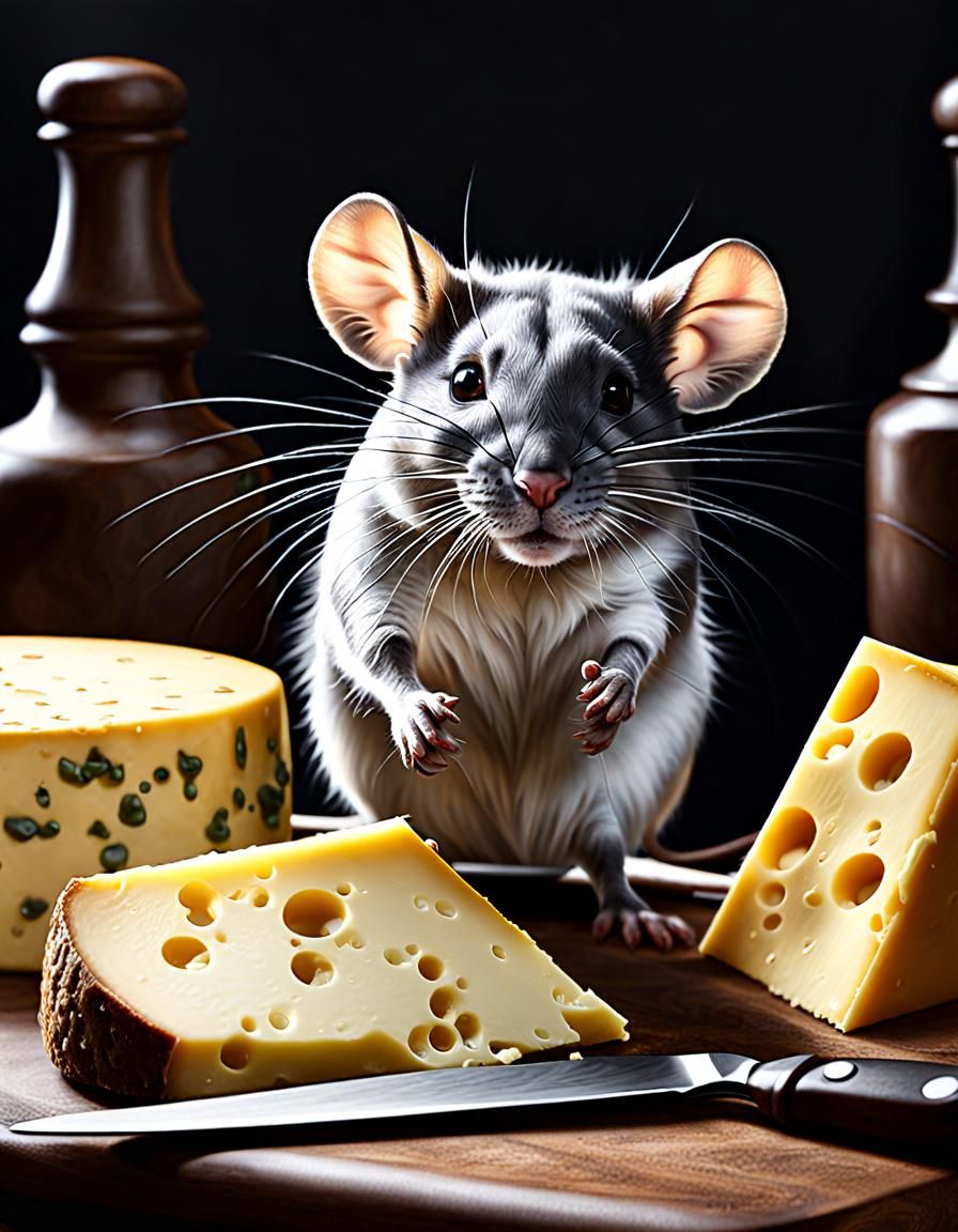 Hyperrealistic Cheesepunk Mouse Cult Matte Painting