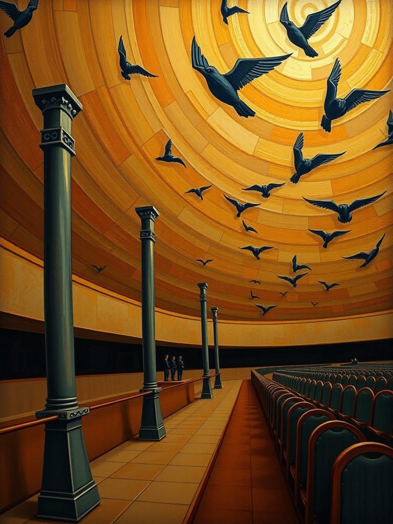 Ethereal Murmuration Over a Seaside Town