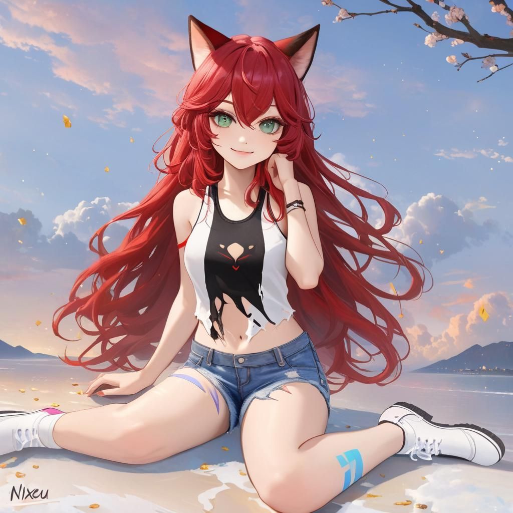 Chibi Metal Girl at Music Fest as Oil Painting