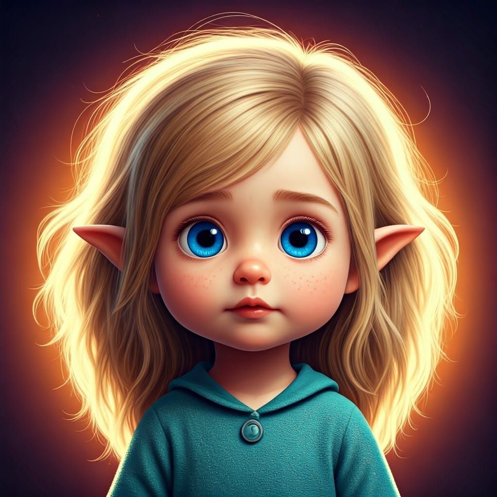 Cute Mecha Elf Girl in Vibrant Digital Art