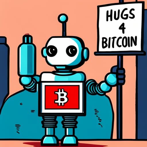 Robot Offers Hugs For Bitcoin