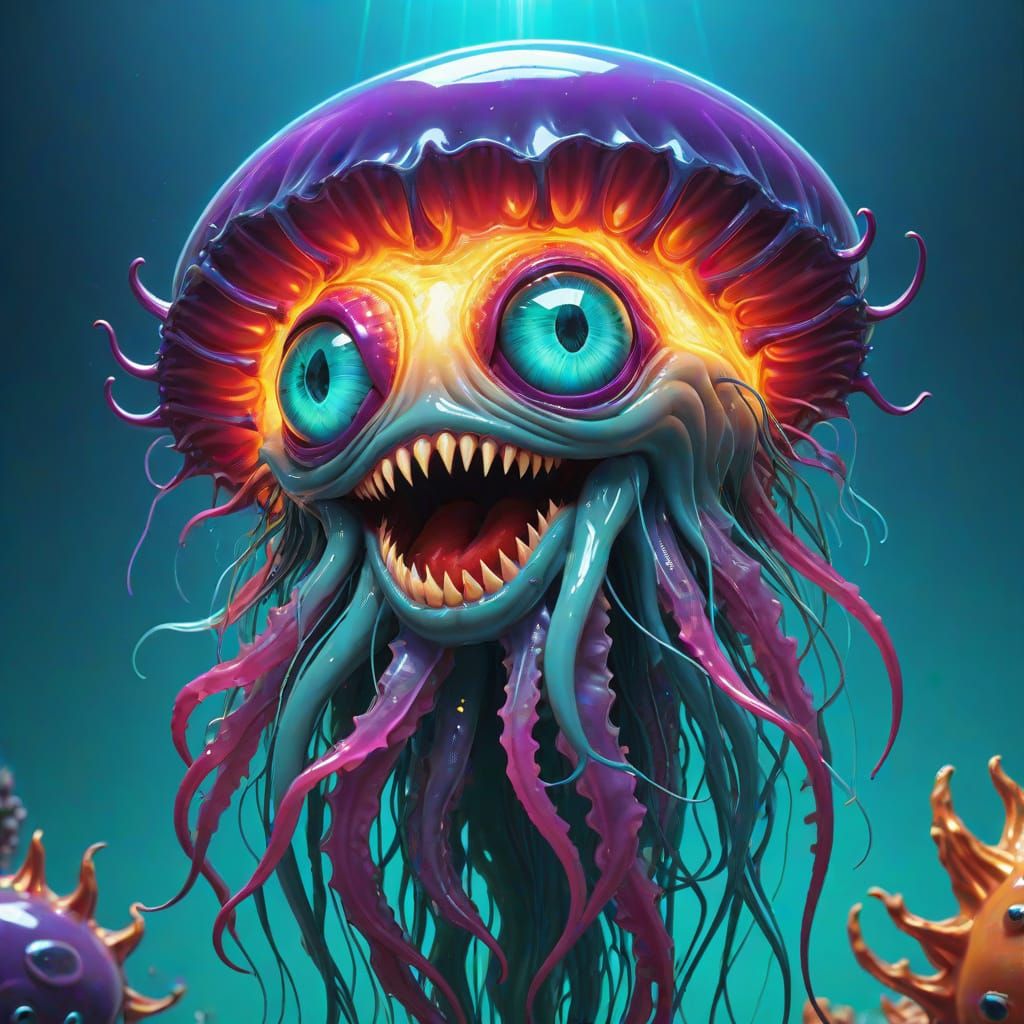 Surrealistic Celestial Deity in Dark Comic Book Realism