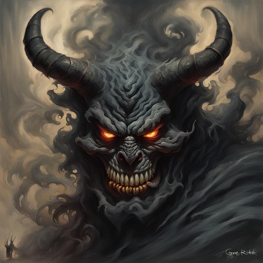 Sinister Smoke Demon in Dark Fantasy Style