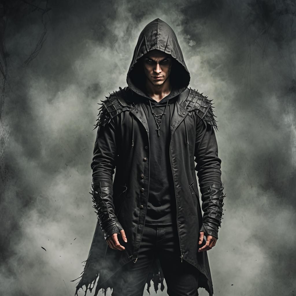 Fantasy Young Man in Hood, Evil Character