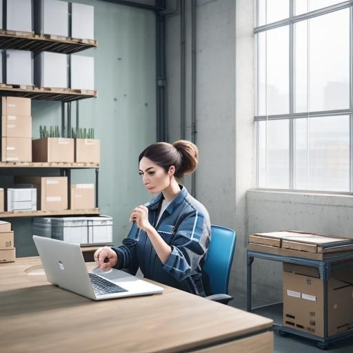Woman Working in Warehouse in Hybrid Digital Art