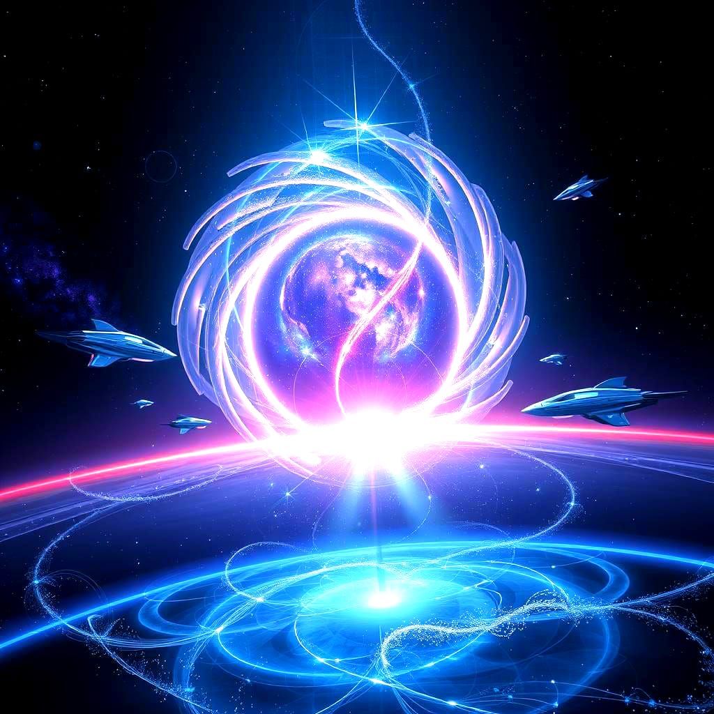 Massive Deep Space Portal with Futuristic Ships