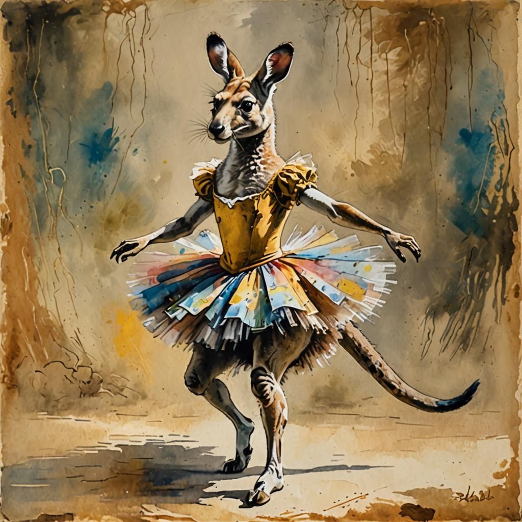 kangaroo ballerina wearing a tutu