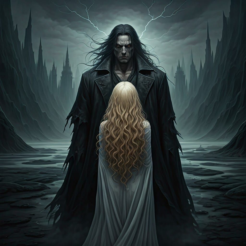 Brooding Dark Figure Charges with Lightning, Dominant over D...