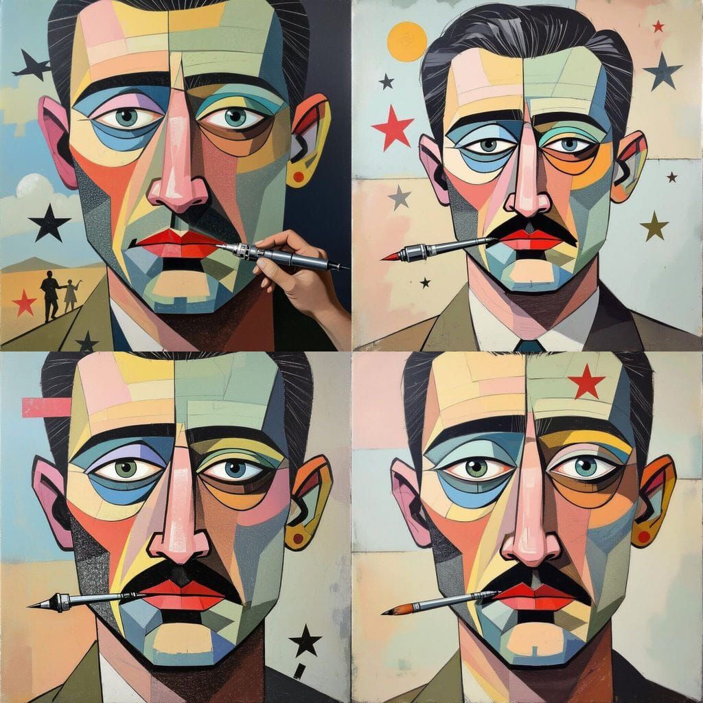 Absurd Anti-War Dadaism Artwork in Pastel Colors