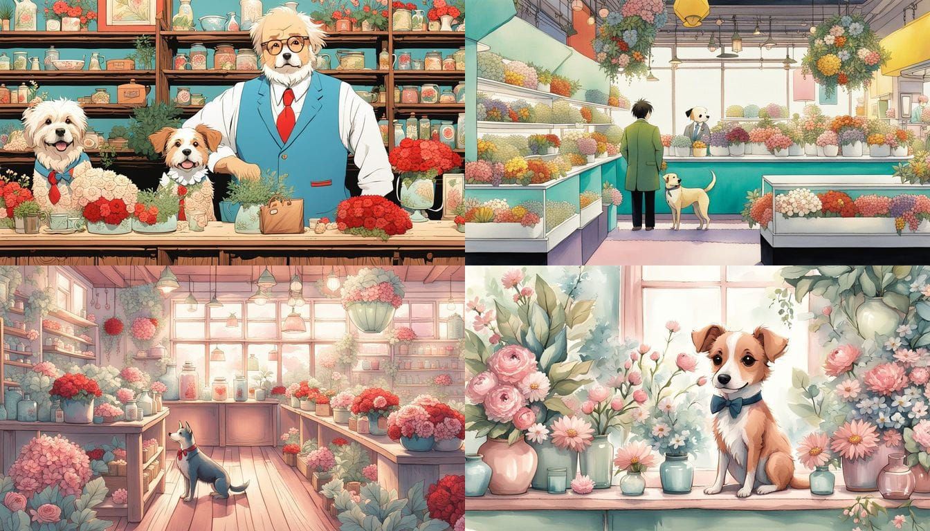 Kawaii Dog Florist in Suit