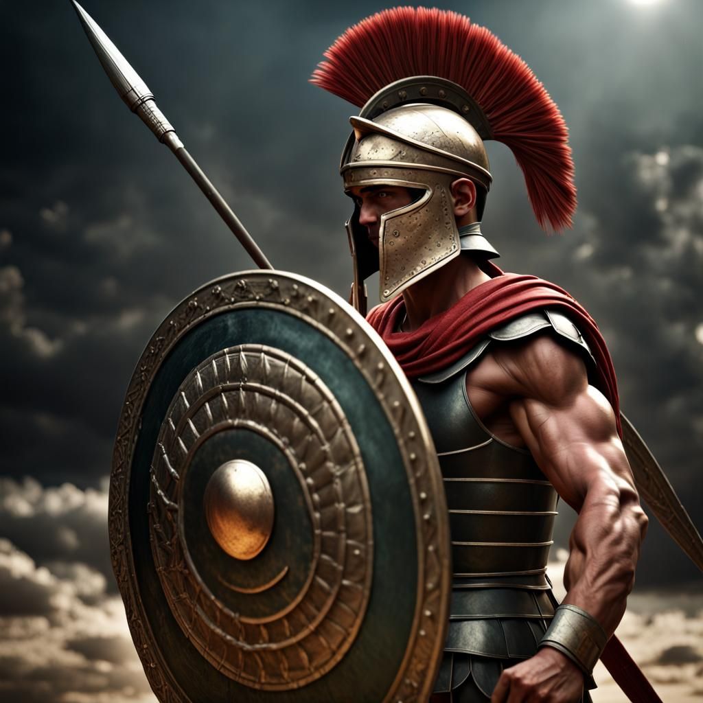 Ancient Greek Hoplite Ready for Battle in 3D
