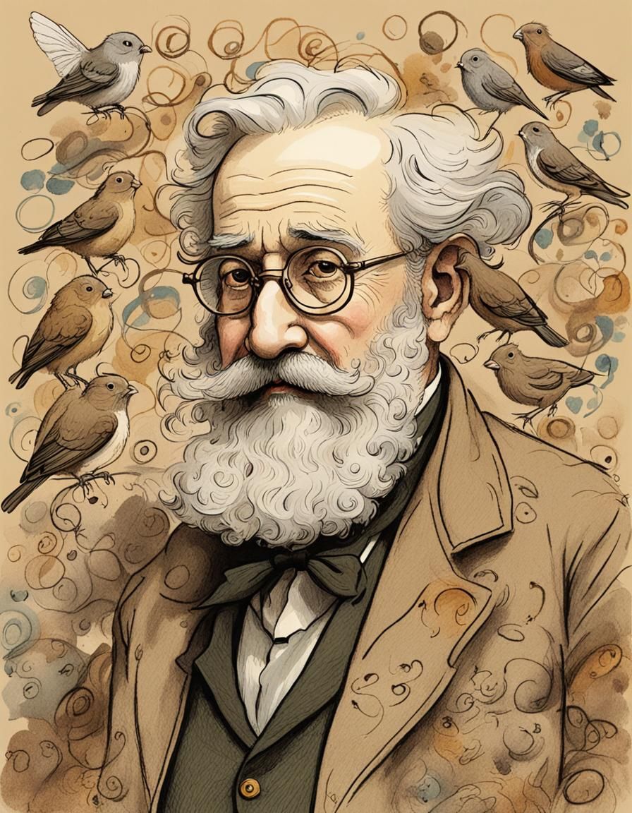Whimsical Beard Portrait in Edward Lear Style