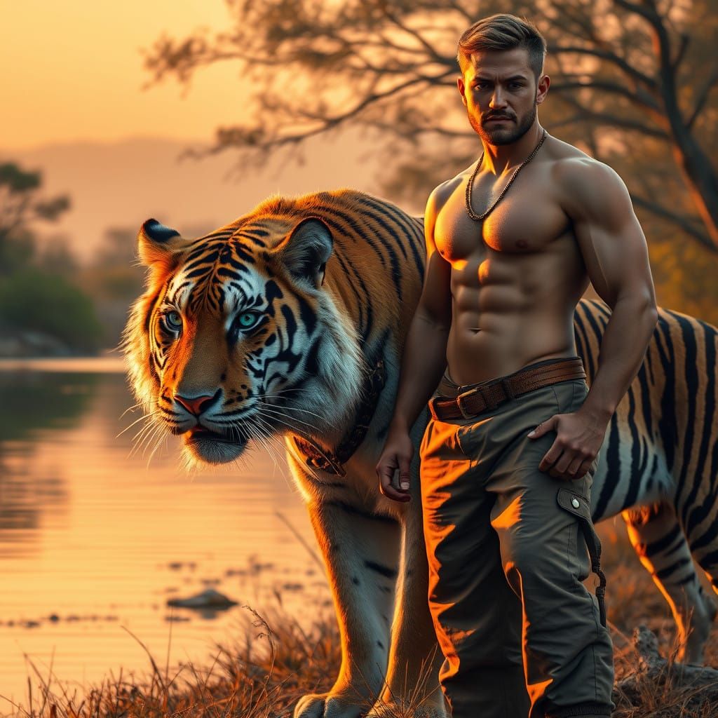 Majestic Tiger in Warm Golden Light