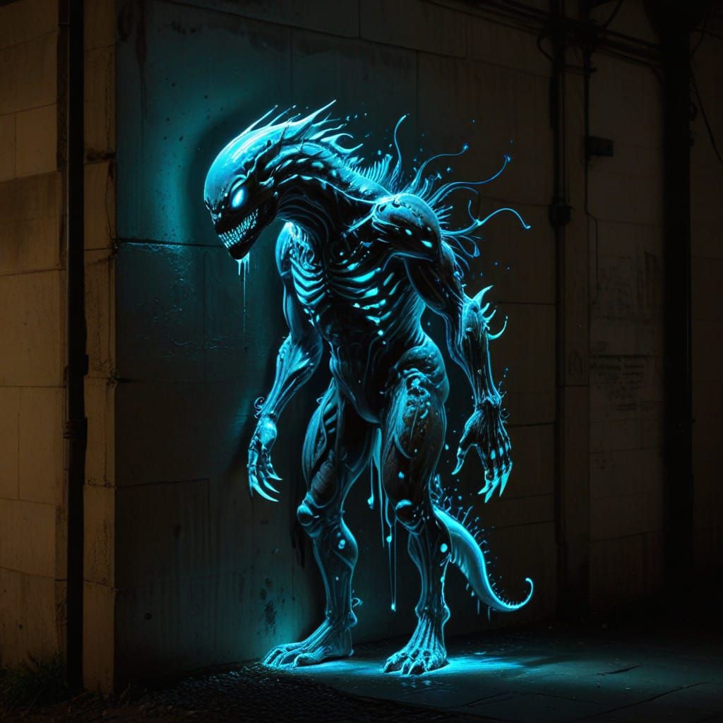 Ethereal Urban Bioluminescent Being