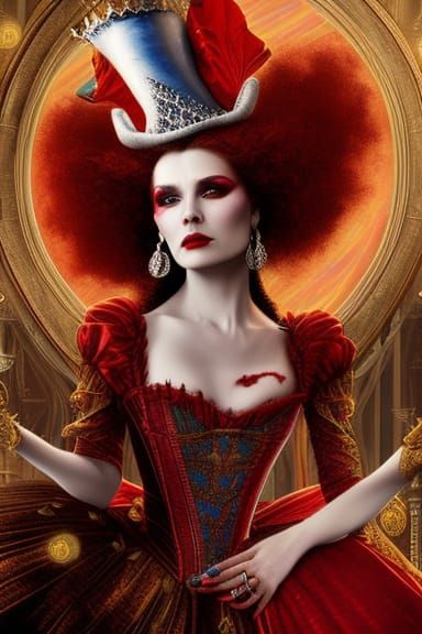 Intense Queen of Hearts in Vivid Throne Room