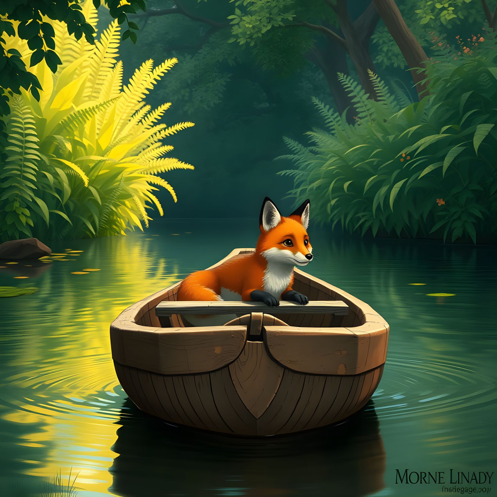 A Relaxed Fox Floating Down The River In Spring (Continued)