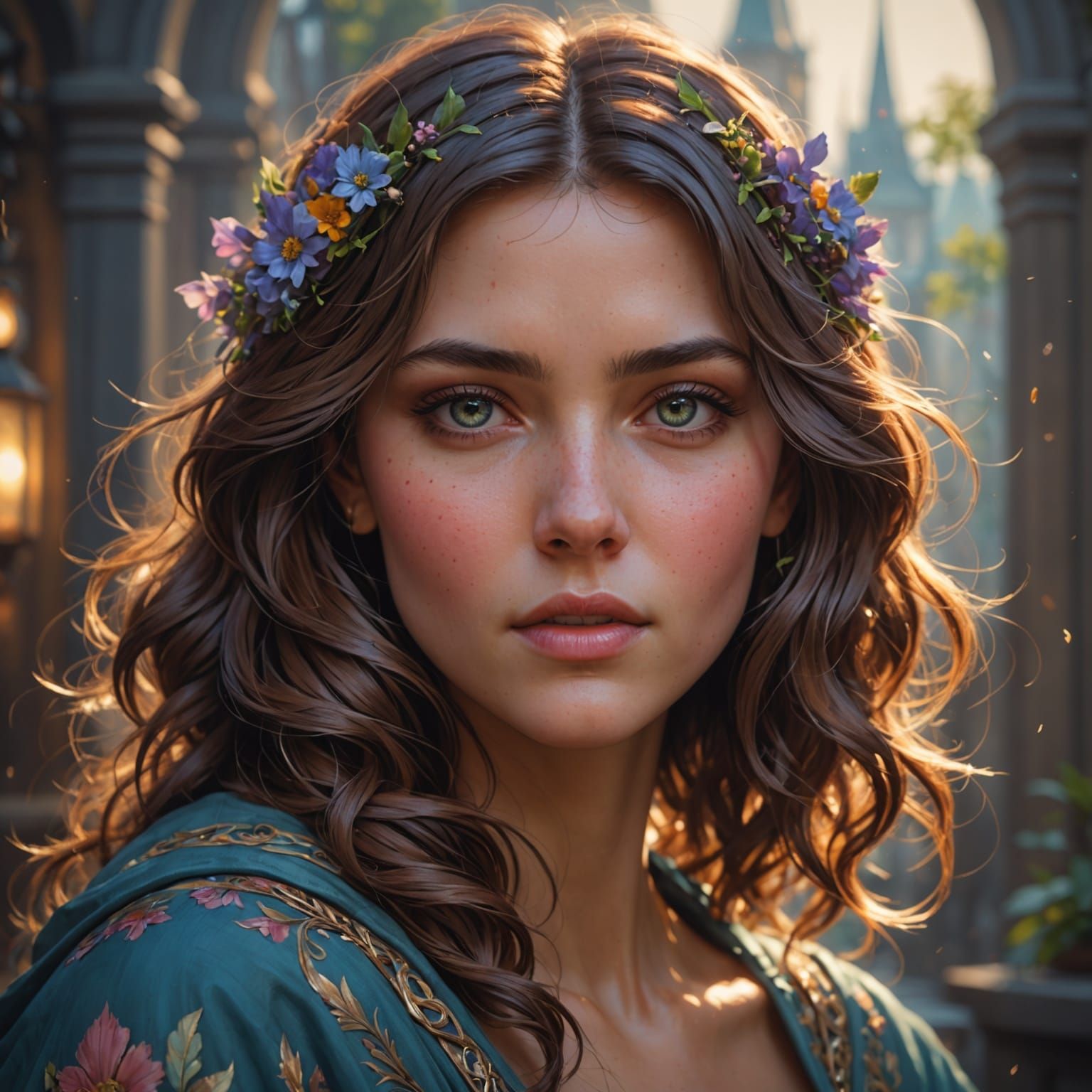 Dramatic Portrait of a Woman in Vibrant Triadic Colors