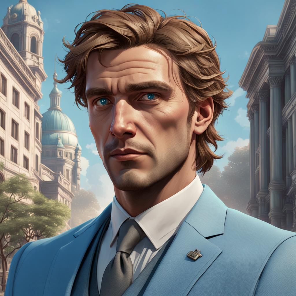 Hopeful Politician Portrait in Hyperdetailed Digital Art