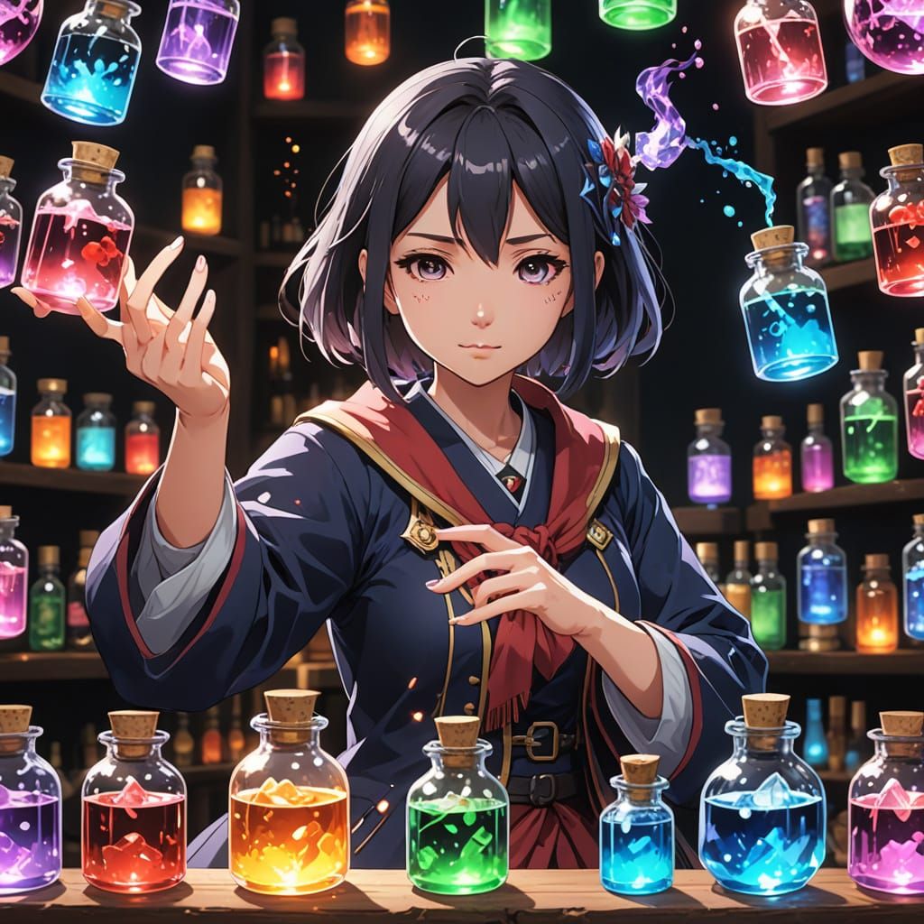 Anime Girl Tests Magical Potions