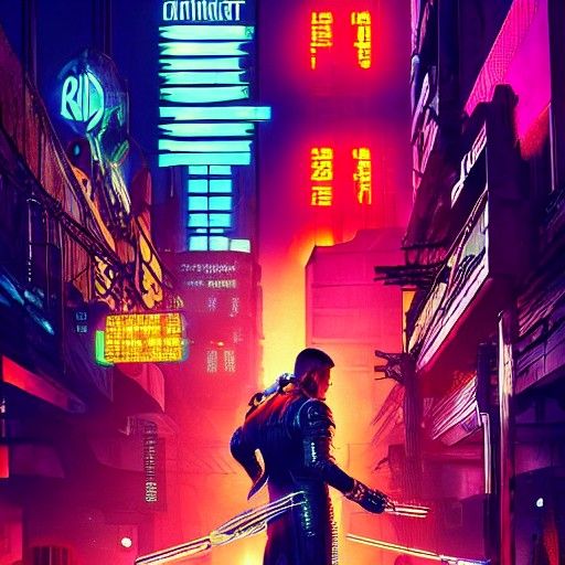 Cyberpunk Steampunk Engine in Neon Retro Style