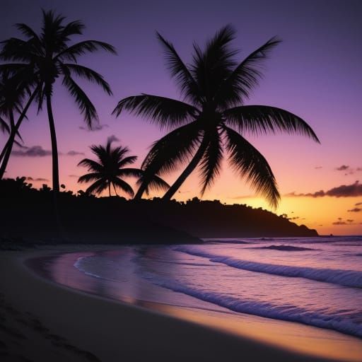 Tropical Beach Under Celestial Stargate