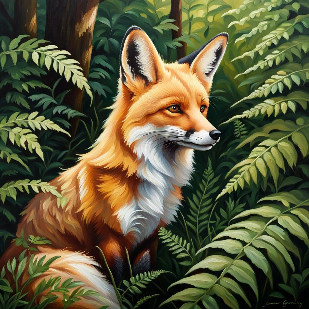 Tiny Fox Portrait in Oil, Impasto Style