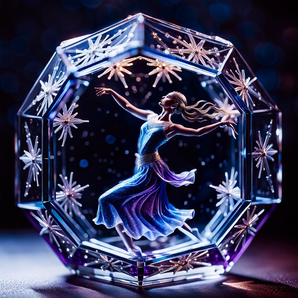 Enameled Glass Star Dancer in Crystal Box