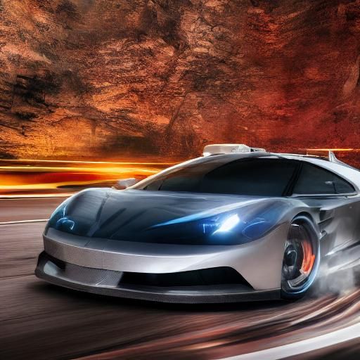 Sleek Supercar on Winding Road in Hyperrealistic Style