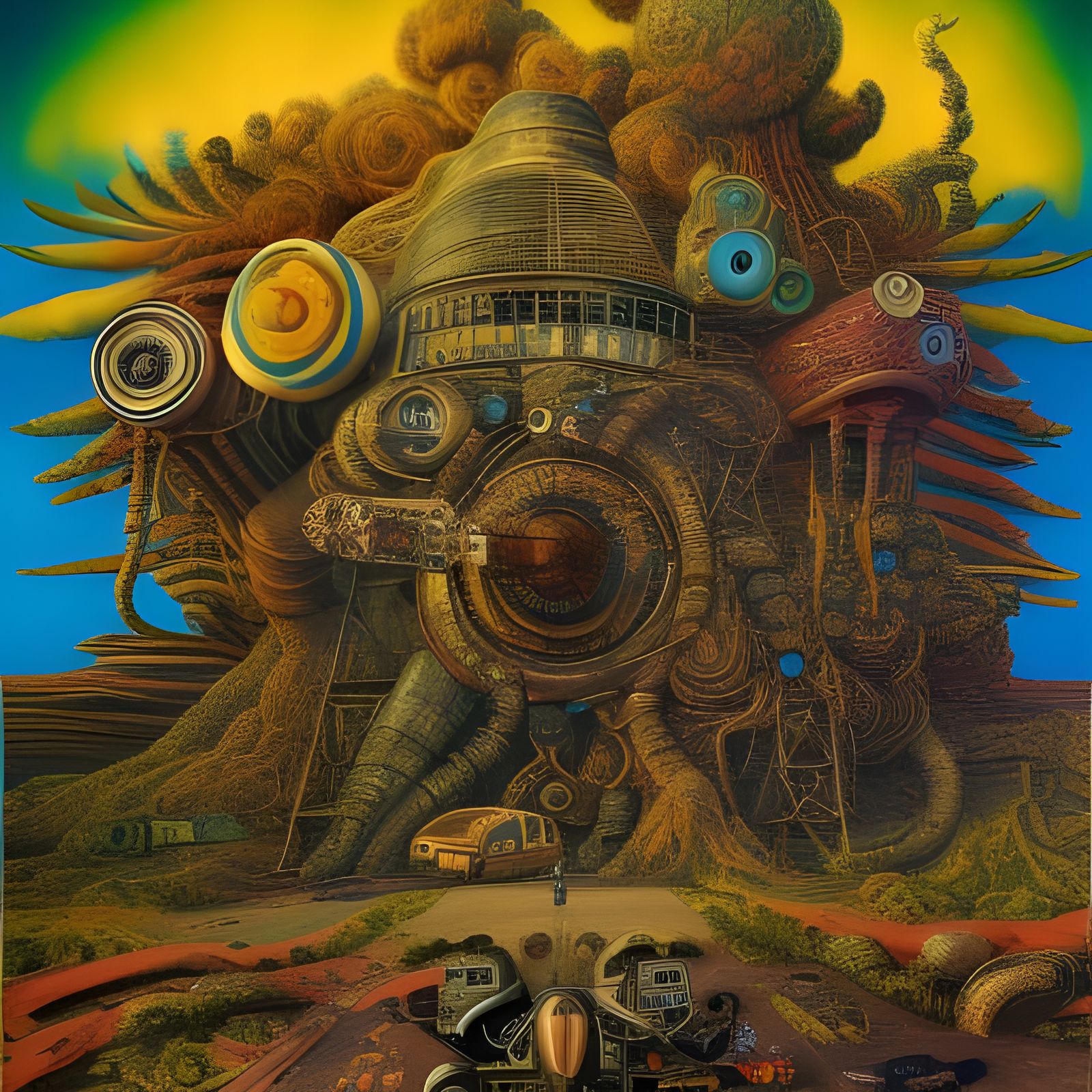 Psychedelic Atomic Rooster in R. Crumb Style