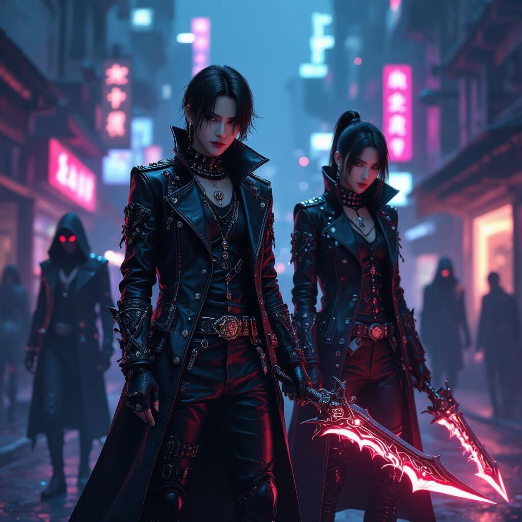 K-Pop Demon Hunters in Gothic Futuristic City