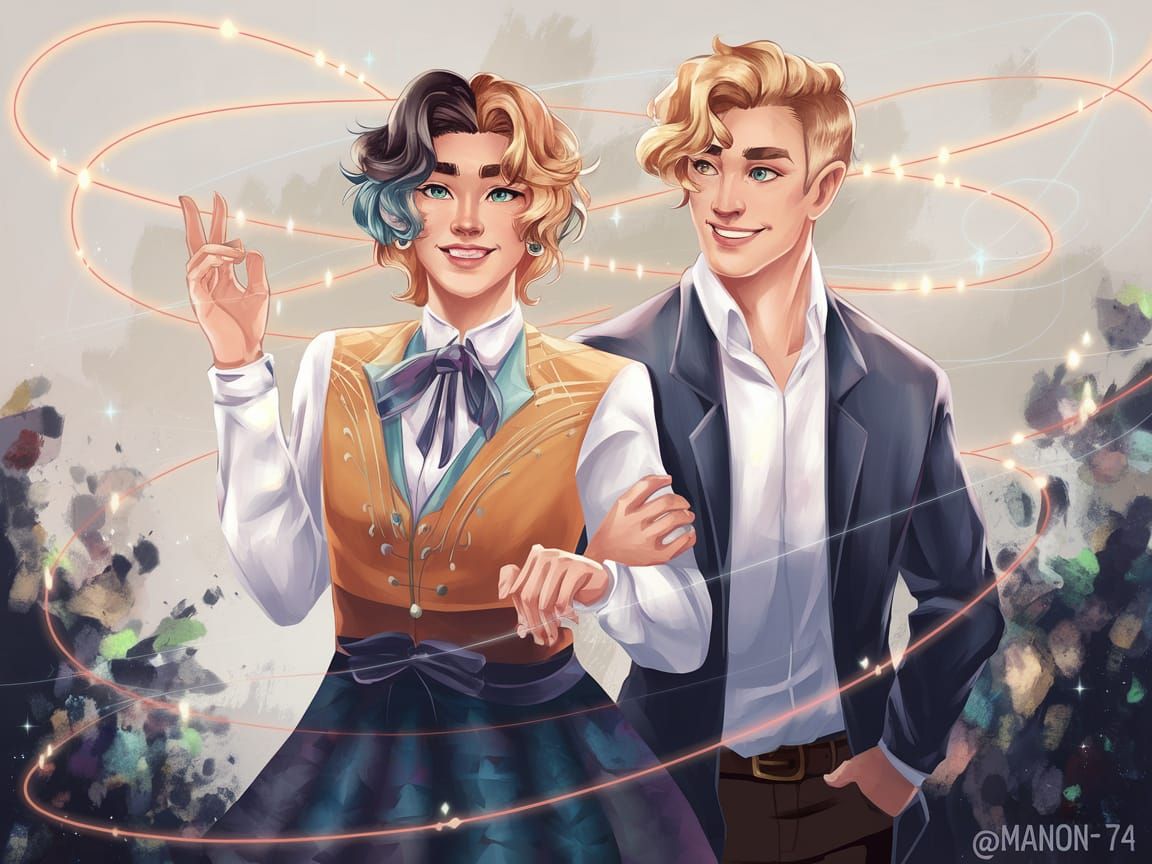 Ethereal Portrait of a Harmonious Couple in Quantum Entangle...