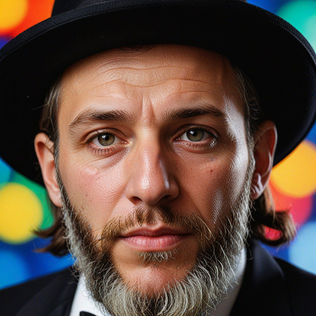 Hasidic Rabbi in Vibrant Studio Portrait
