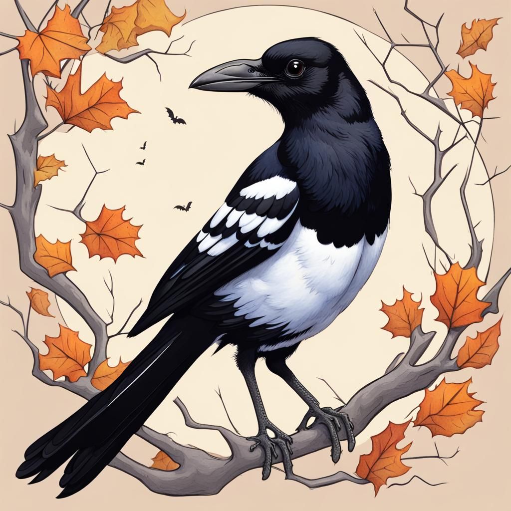 Halloween Magpie AI Image