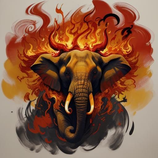 Expressionist King Sends Flame Messages to Elephant