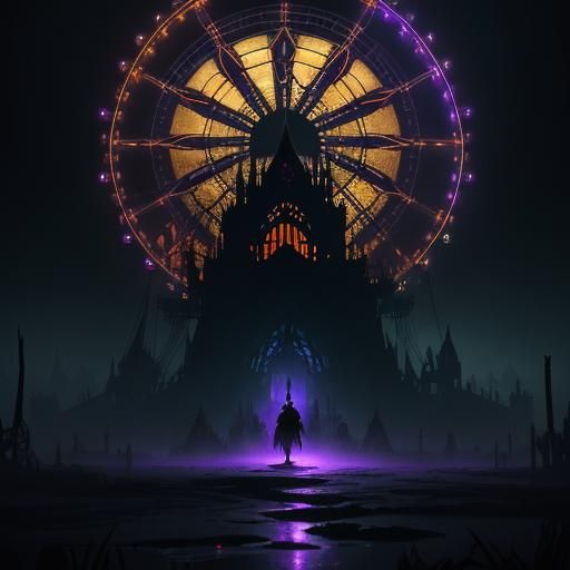 Eerie Carnival at Dusk: Dark Fantasy Concept Art
