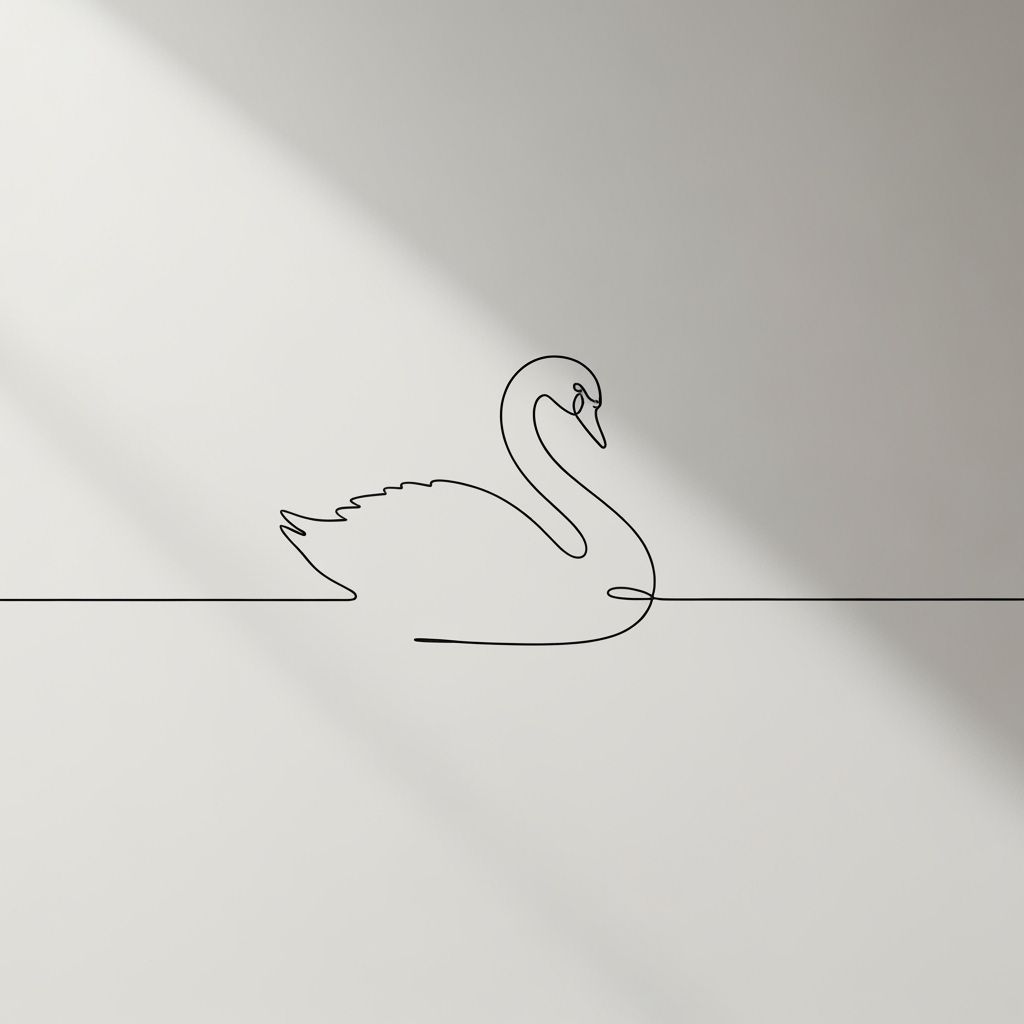 Elegant Swan Silhouette Minimalist Line Art