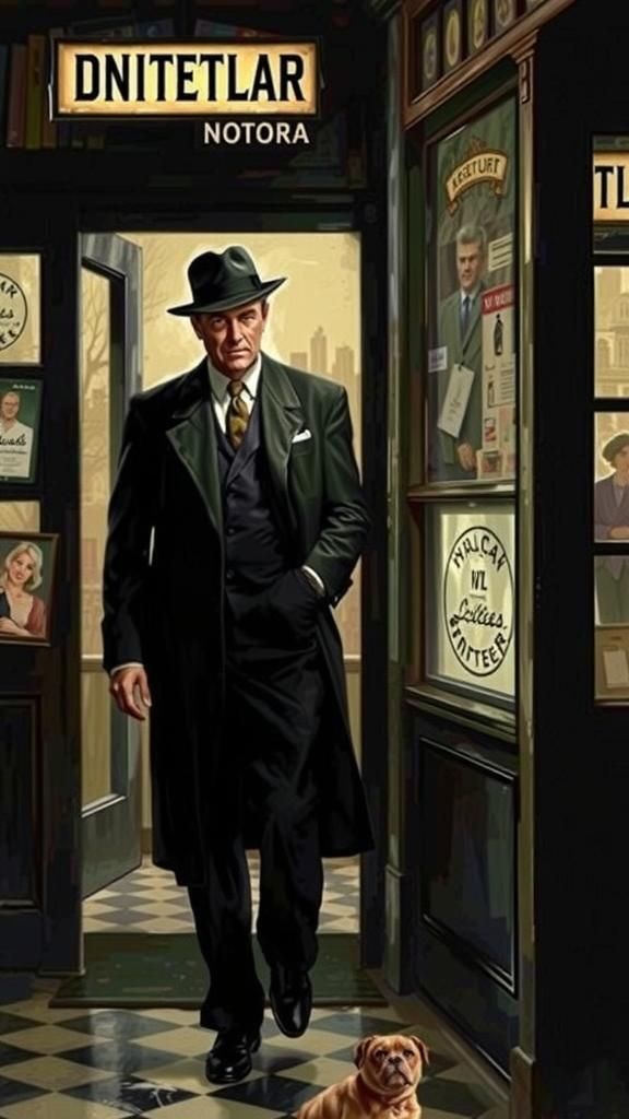 Noir Detective in Norman Rockwell Style