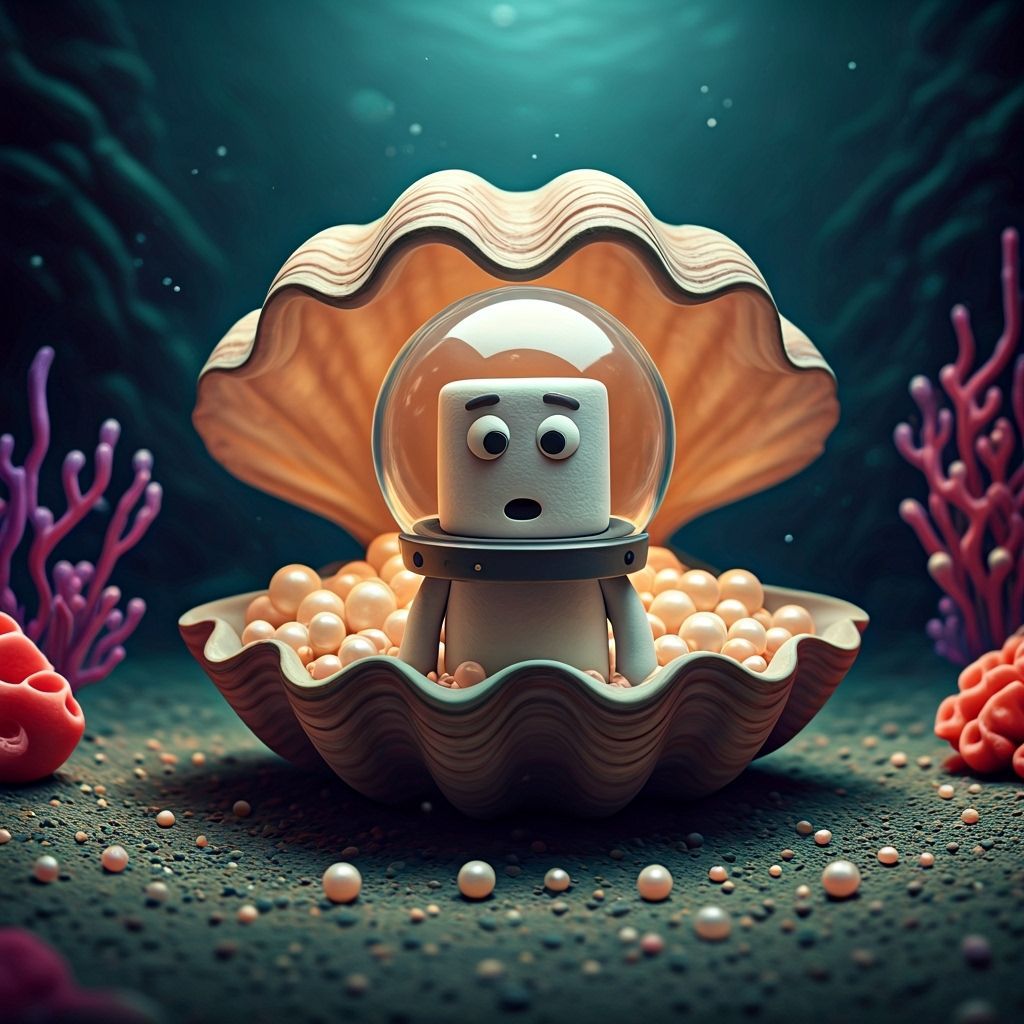 Marshmallow Man's Underwater Adventure in Claymation Style