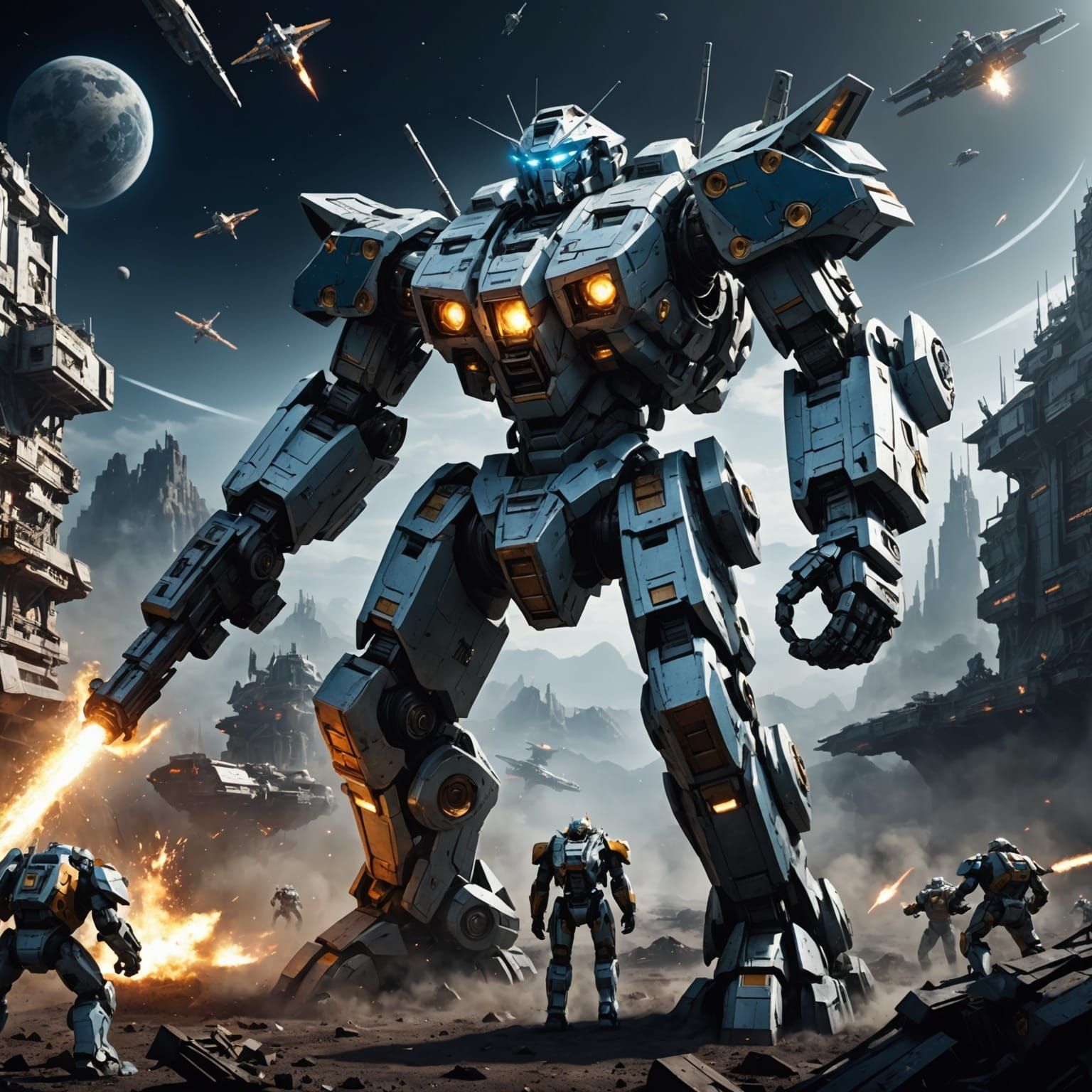 Epic Mecha Scissor vs Hammer Battle in Space