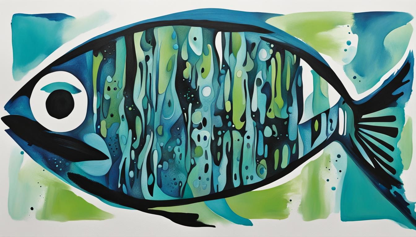 Abstract Typography Fish Swimming Toward Viewer