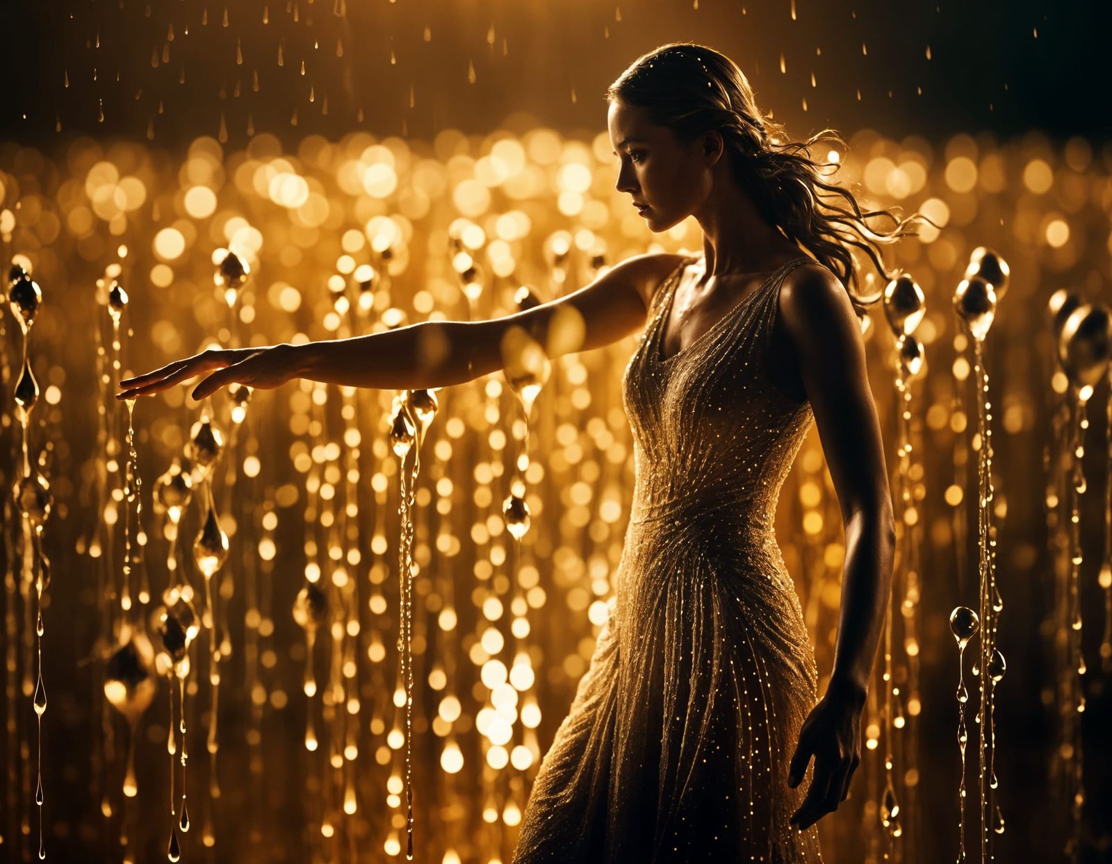 Elegant Water Droplet Sculpture: Cinematic Still