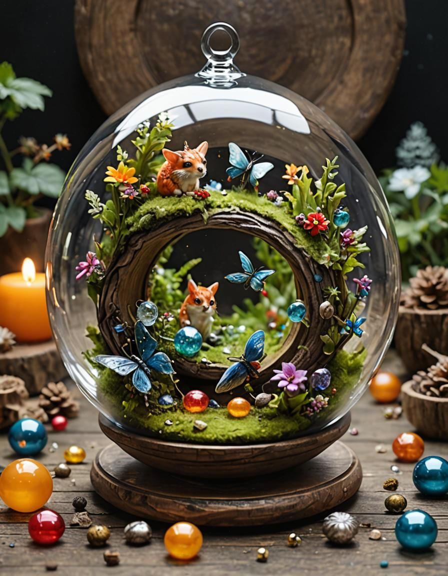 Elven Fantasy World Inside a Crystal Ball