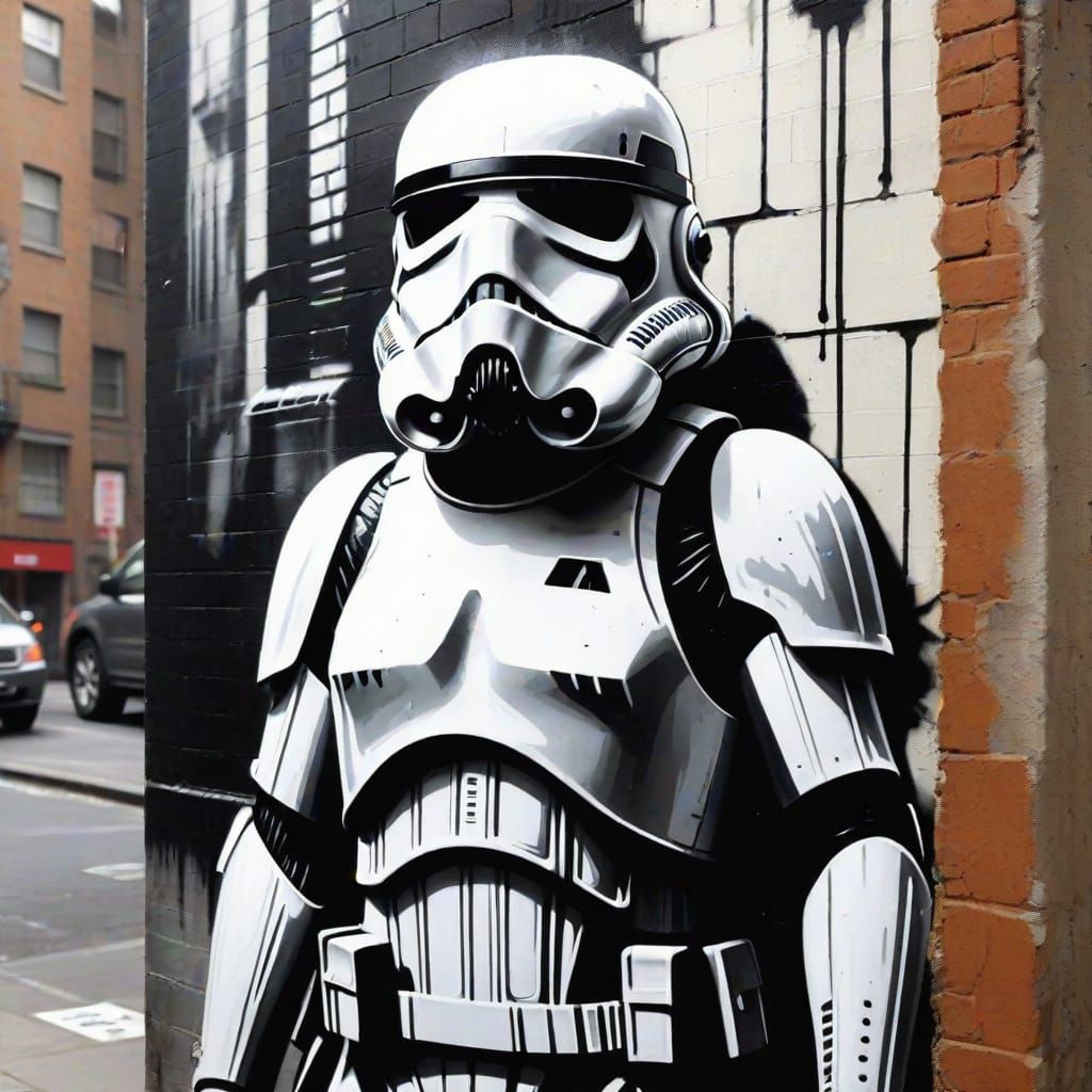 Gritty Urban Stencil Art of a Stormtrooper