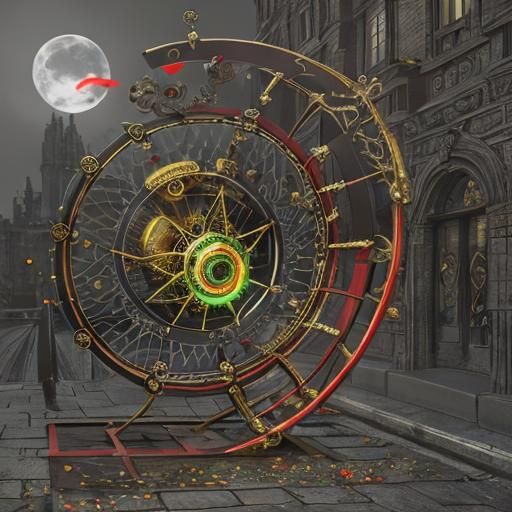 Surreal Mechanical Contraption in Stone, Steel and Bronze