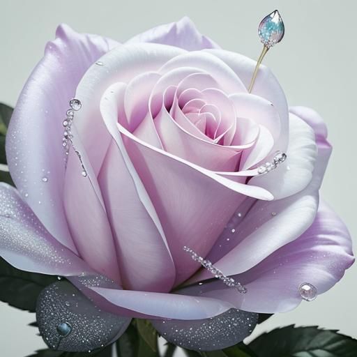 Rose Bud with Glistening Dewdrops