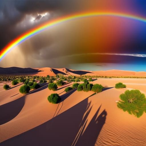 Desert Rainbow Storm: Cinematic Photography