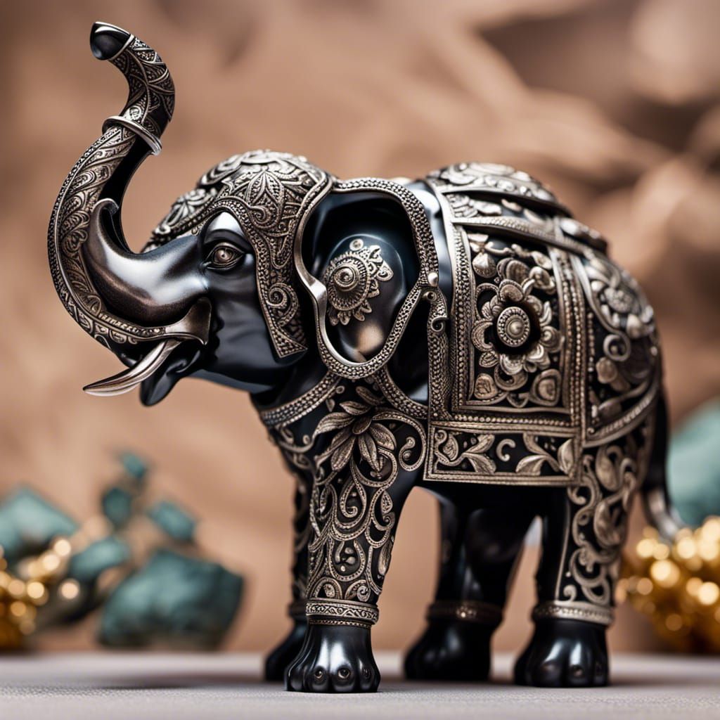 Silver Mechanical Elephant in Tourmaline Jungle